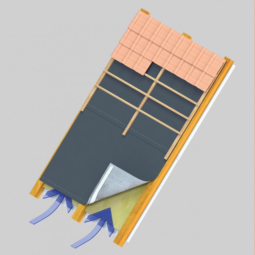 Roofing underlay for pitched roof drawing